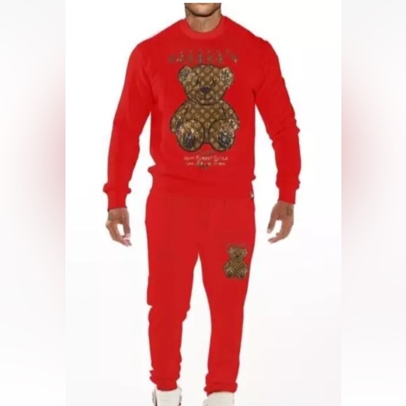 Avenue George V Paris Men's Red jogging suit Crystal teddy Tracksuit 2xl 3Xl - Picture 3 of 6